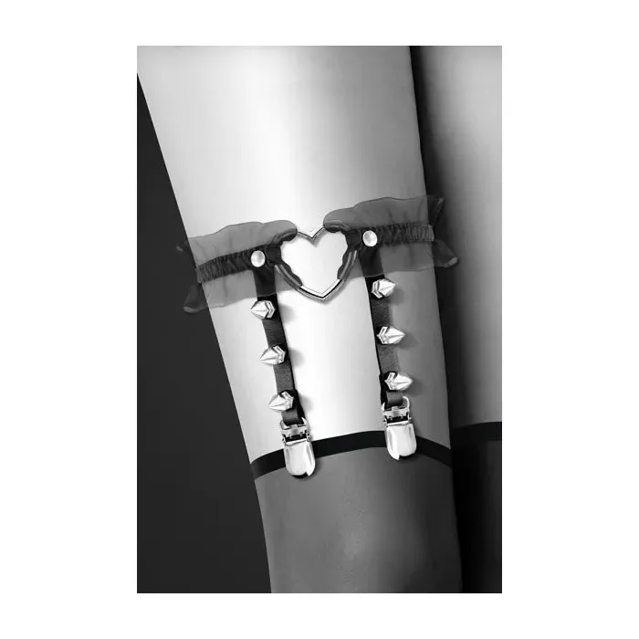 Гартер на ногу Bijoux Pour Toi WITH HEART AND SPIKES Black — фото 2