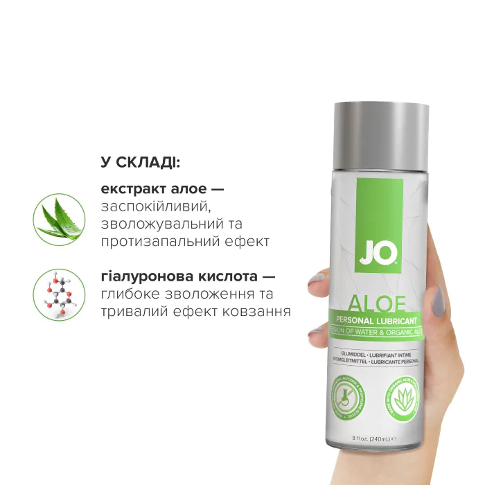 Змазка на водній основі JO H2O Organic Aloe 240 мл — фото 5