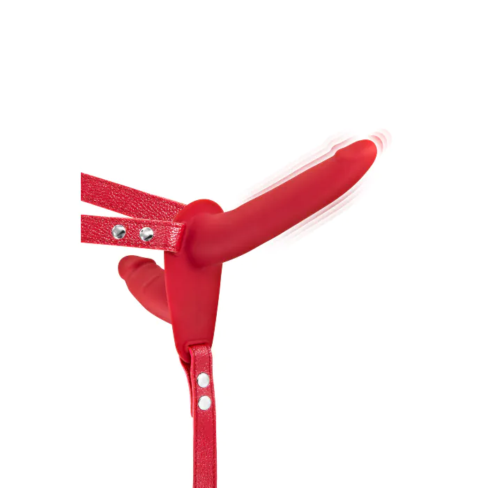 Подвійний страпон з вібрацією Fetish Tentation enjoy pain Vibrating Strap-On Red