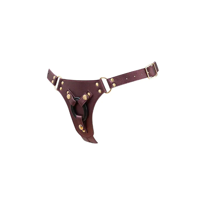 Трусики для страпона Strap-On-Me Leatherette Harness Generous One Size Aubergine — фото 3