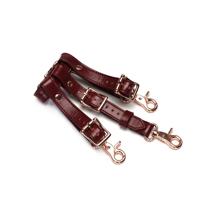 Шкіряні трусики для вібратора Liebe Seele Wine Red Forced Orgasm Strop — фото 4