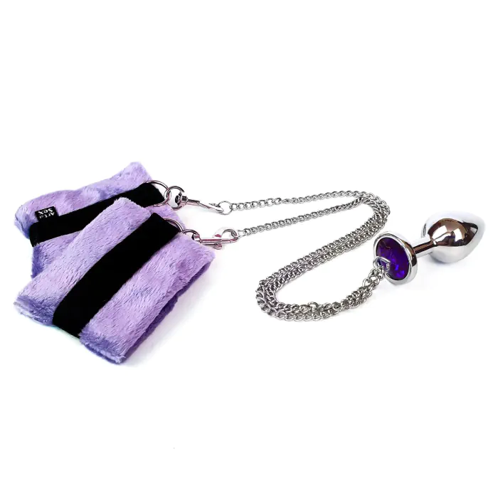 Наручники з металевою анальною пробкою Art of Sex розмір М Purple