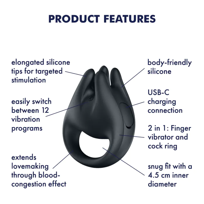 Вібратор на палець та ерекційне кільце 2в1 Satisfyer Perfect Pair 1 — фото 6