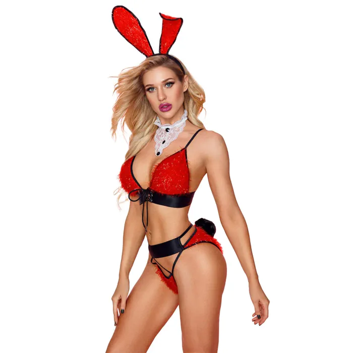 Еротичний костюм зайчика Paris Hollywood Bunny One Size Red — фото 3