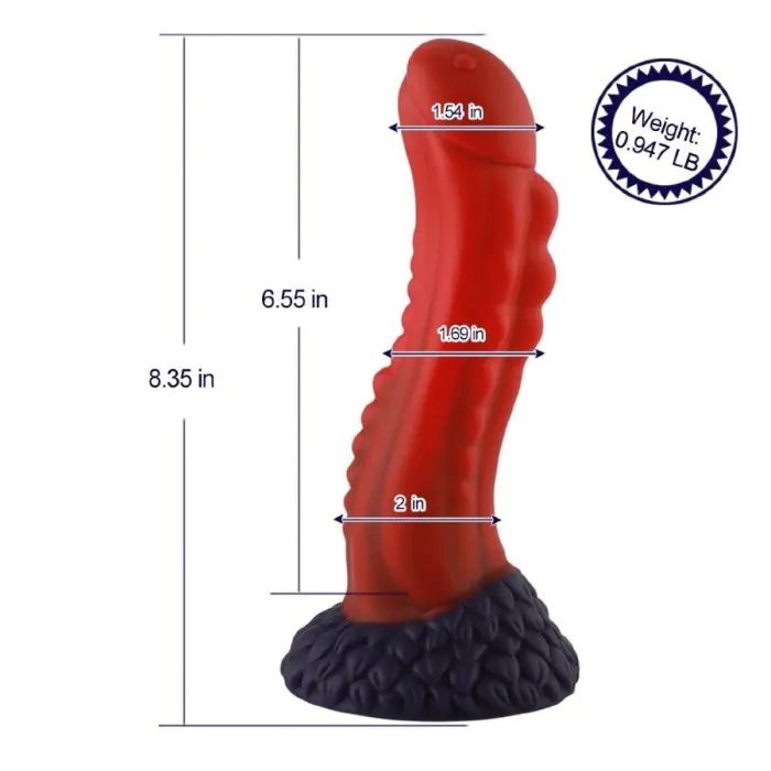 Дилдо Hismith 8.35" Curved Silicone Dildo Red Monster Series — фото 4