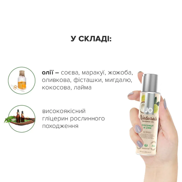 Масажне масло JO Naturals Coconut & Lime 120 мл — фото 5