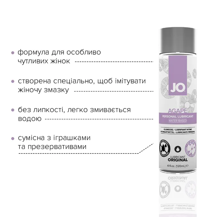 Змазка на водній основі JO Agape Original 120 мл — фото 3