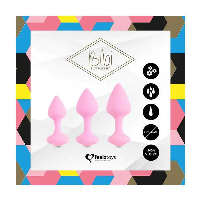 Набір силіконових анальних пробок FeelzToys - Bibi Butt Plug Set 3 pcs Pink — фото 3