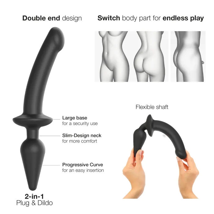Анальна пробка з дилдо 2в1 Strap-On-Me Switch Plug-In Dildo Black S — фото 2