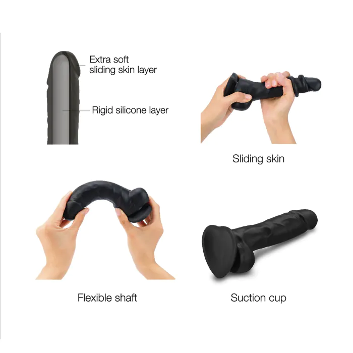 Реалістичний фалоімітатор Strap-On-Me Sliding Realistic Skin Dildo Black M — фото 3