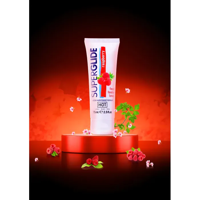 Лубрикант для орально - мануальних пестощів HOT Superglide Edible Raspberry 75 мл — фото 3