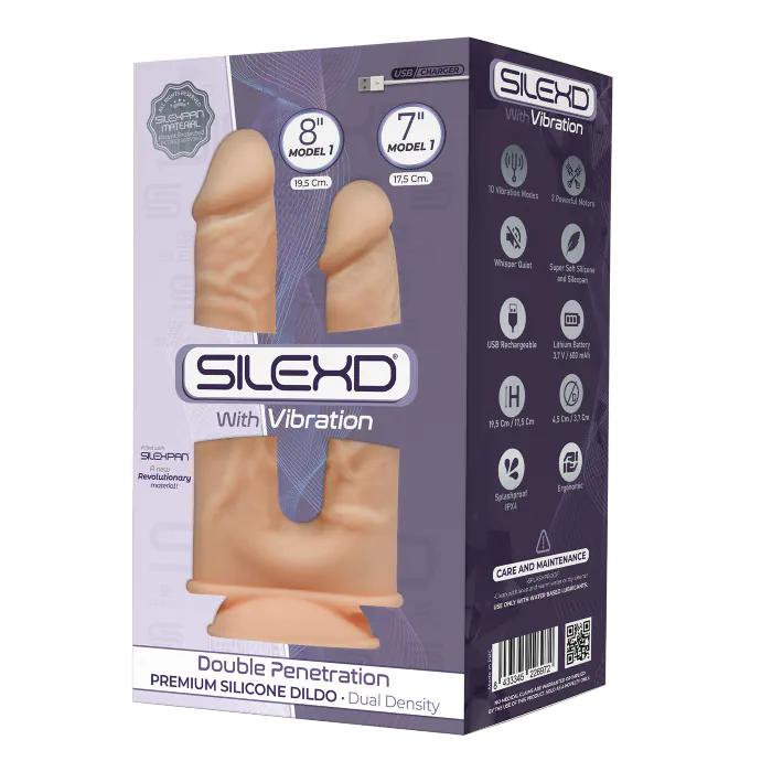 Подвійний вібратор SilexD Model 1 Double Penetrant Gusto Flesh 8" + 7" — фото 2
