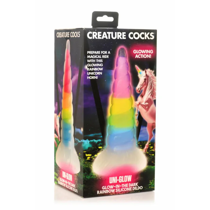 Фалоімітатор Creature Cocks Luminescent Rainbow Silicone Dildo — фото 8