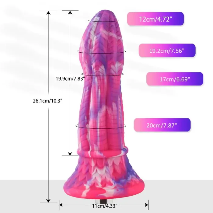 Фалоімітатор для секс-машин Hismith 10.3″ Silicone Monster Dildo Series KlicLok та присоска — фото 2