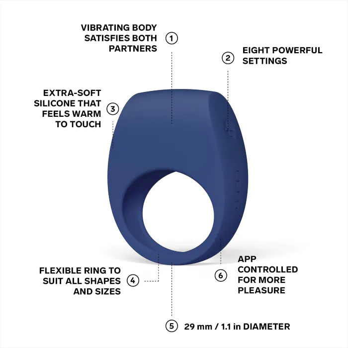 Смарткільце з вібрацією Lelo Tor 3  Base Blue — фото 3