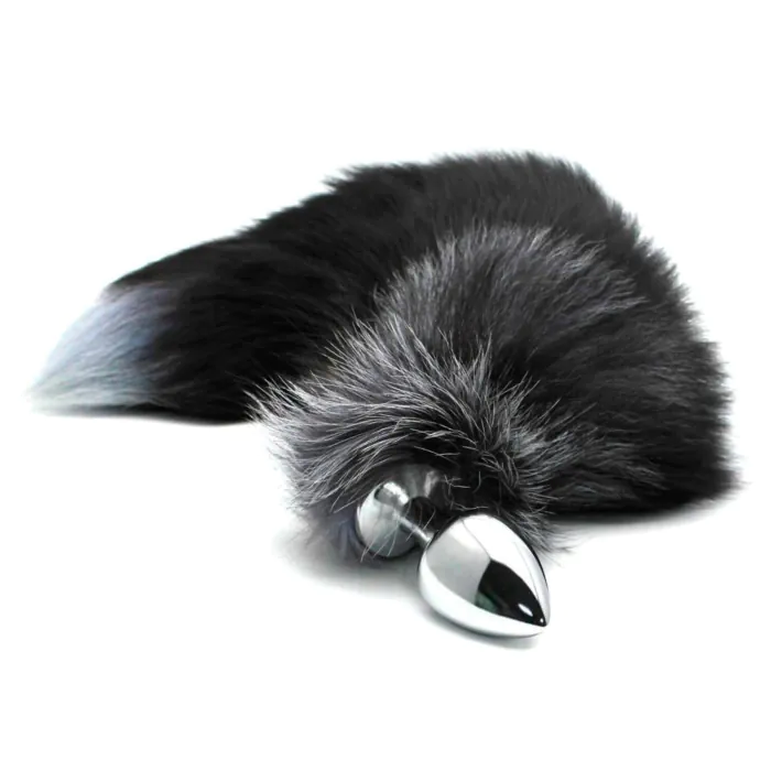 Анальна пробка Alive Black And White Fox Tail L — фото 2