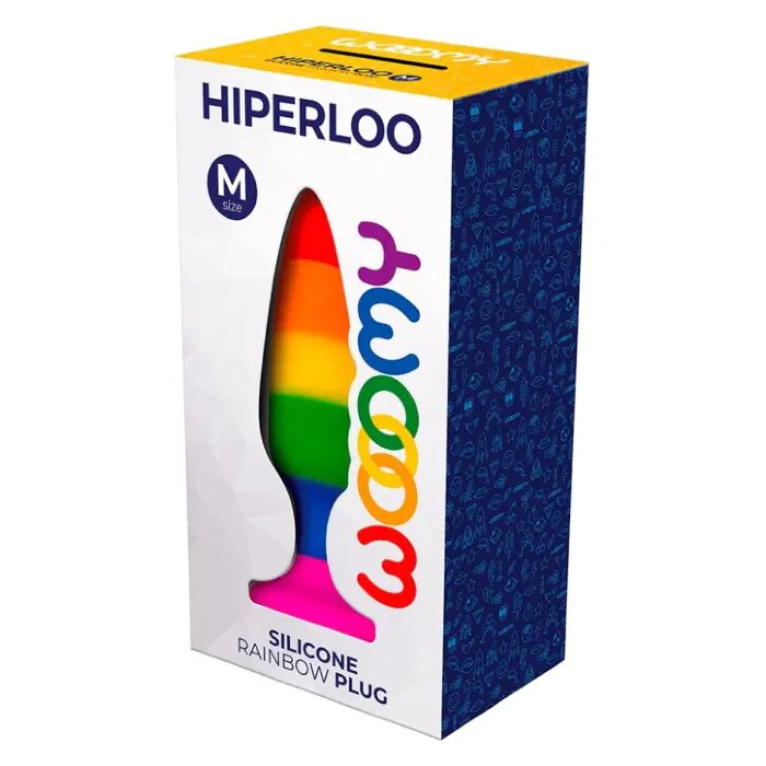Силіконова анальна пробка Wooomy Hiperloo Silicone Rainbow Plug M — фото 3