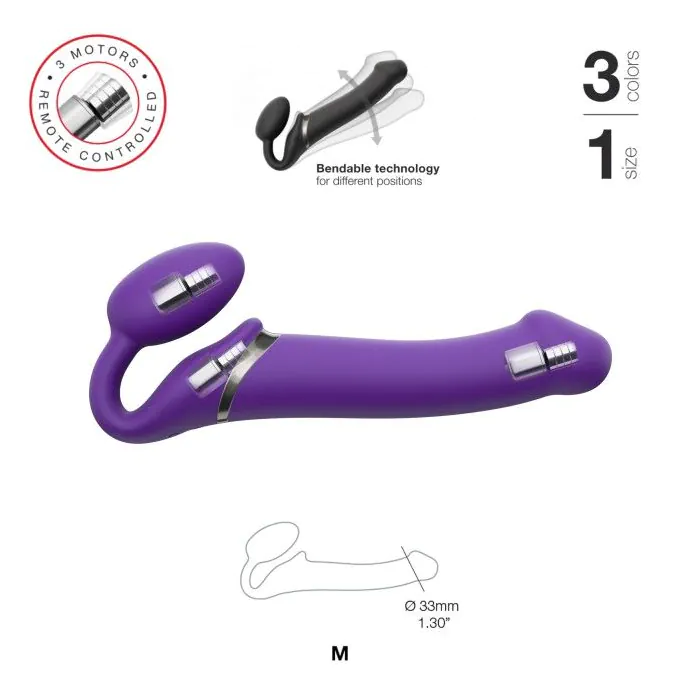 Страпон із вібрацією Strap-On-Me розмір M Violet — фото 2