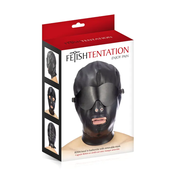 Каптур зі знімною маскою Fetish Tentation BDSM Black — фото 5