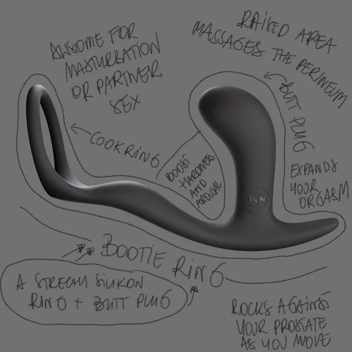 Анальна пробка з ерекційним кільцем Fun Factory Bootie Ring Slate — фото 13