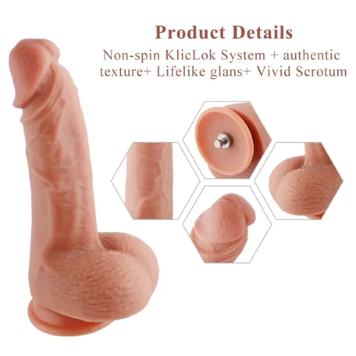 Ультрареалістичний фалоімітатор для секс-машин Hismith 8.3″ 2-layers Silicone Flesh Dildo — фото 2