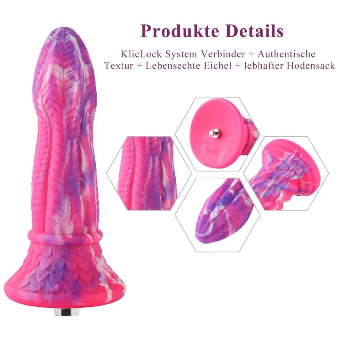Фалоімітатор для секс-машин Hismith 10.3″ Silicone Monster Dildo Series KlicLok та присоска — фото 3