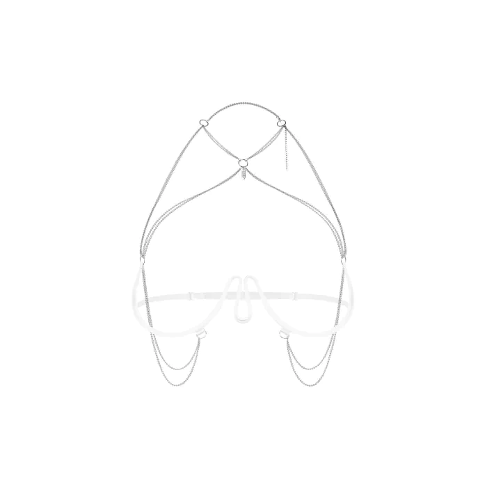 Прикраса на тіло Obsessive Lustique White harness bra S/M/L
