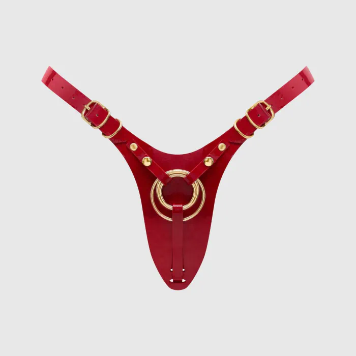 Трусики для страпона Strap-On-Me Leatherette Harness Fabulous One Size Red Glossy