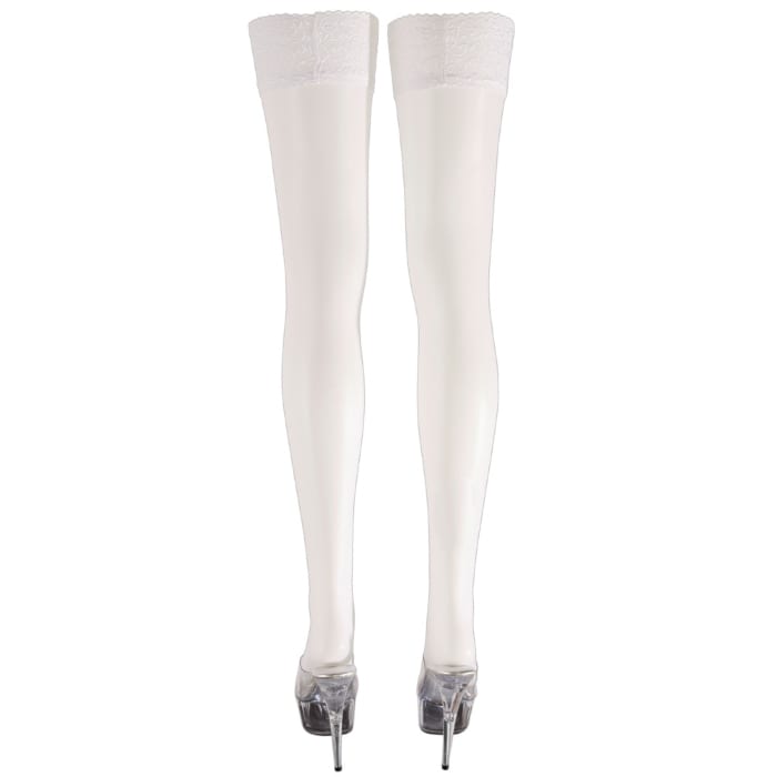 Білі панчохи на ажурній гумці Cottelli White — фото 23