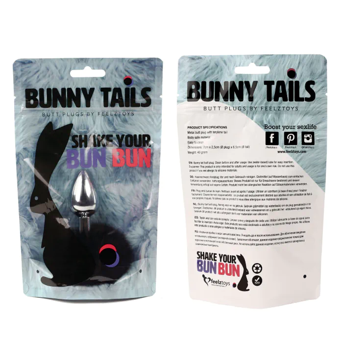 Анальна пробка FeelzToys Bunny Tails Butt Plug Black — фото 3