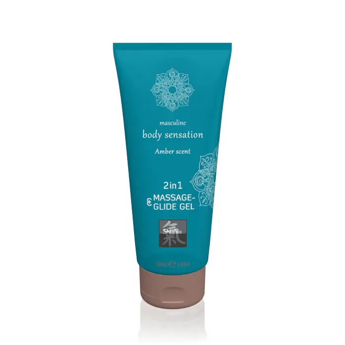 Масажний гель-лубрикант Shiatsu Masculine Body Sensation Amber Scent 2 in 1 200 мл