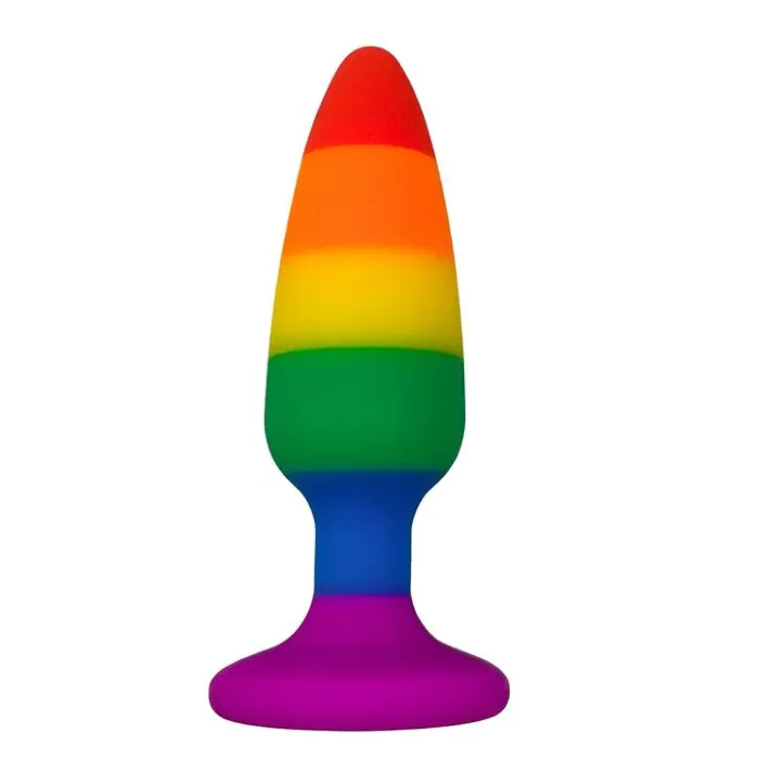 Силіконова анальна пробка Wooomy Hiperloo Silicone Rainbow Plug L