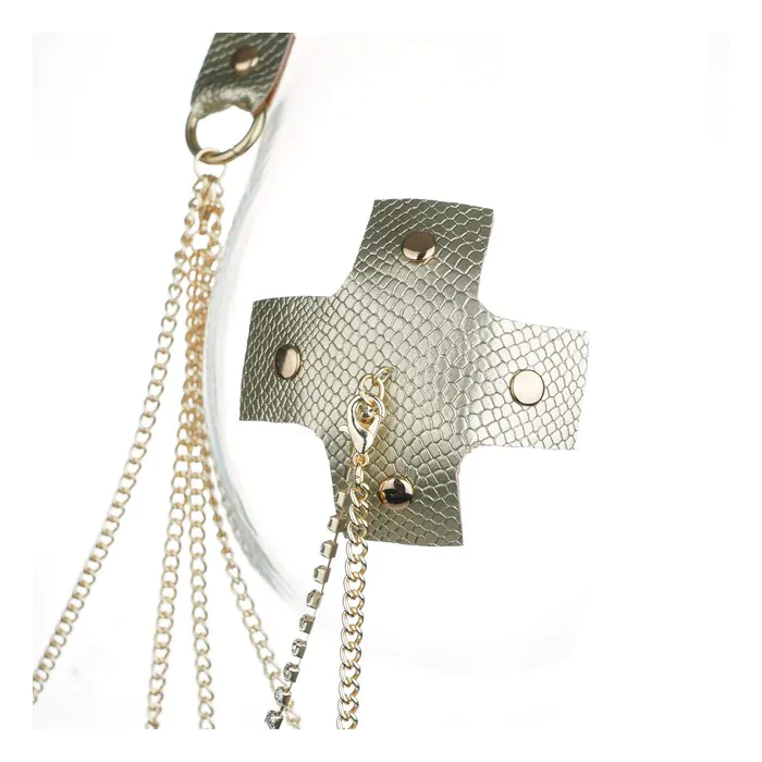 Пестис-хрести з чокером та ланцюжками JSY Nipple Sticker RT236101 Gold — фото 2