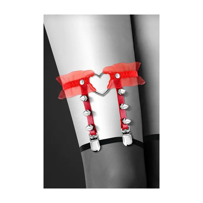 Гартер на ногу Bijoux Pour Toi WITH HEART AND SPIKES Red — фото 2