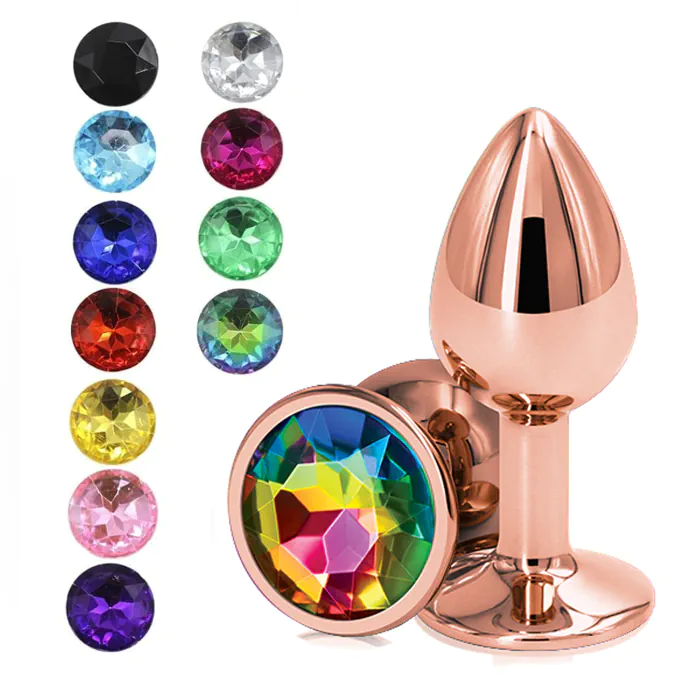 Анальна пробка металева Baby XXX Rose & Gold Metal L з кристалом