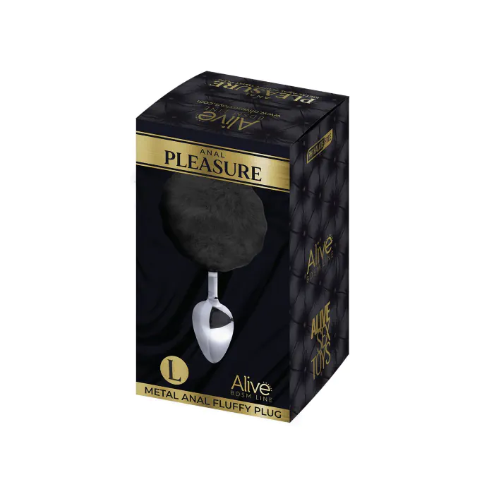 Анальна пробка Alive Fluffy Plug L Black — фото 2
