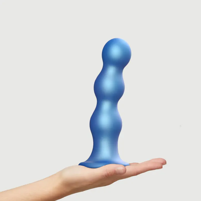 Насадка для страпона Strap-On-Me Dildo Plug Balls Blue Metallic XXL — фото 2