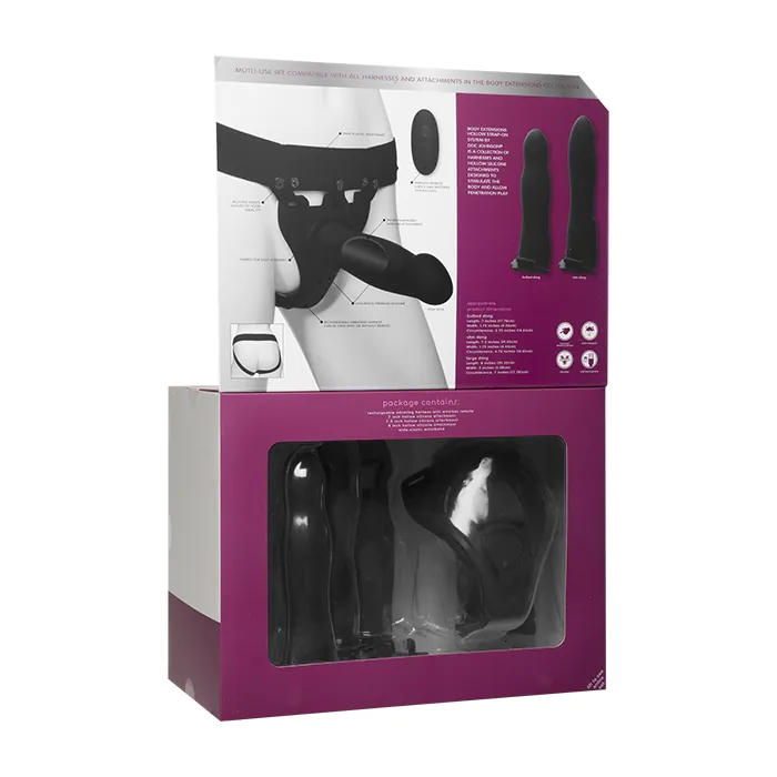 Набір для страпону з вібрацією Doc Johnson Body Extensions - BE Naughty - Black — фото 8