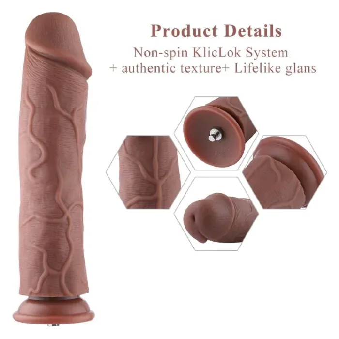 Фалоімітатор для секс-машин Hismith 11″ Silicone Dildo KlicLok — фото 4