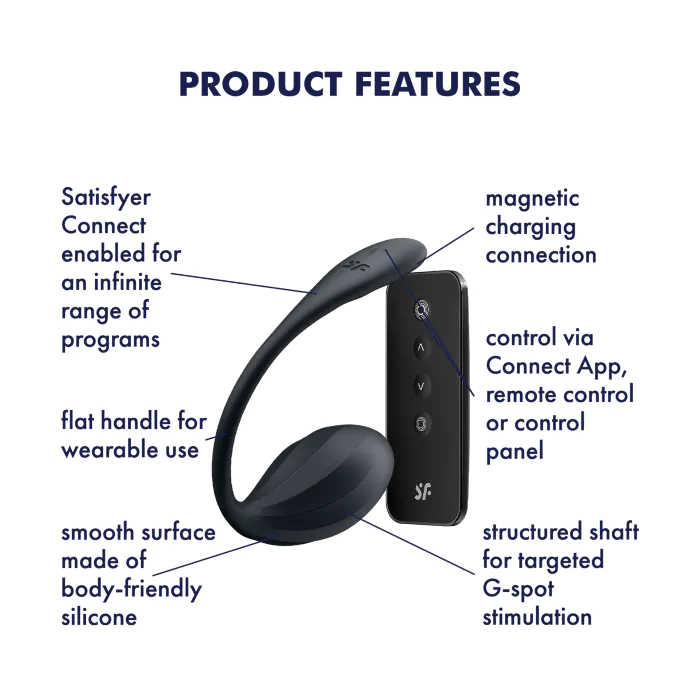 Смарт віброяйце Satisfyer Ribbed Petal Connect App Black — фото 4