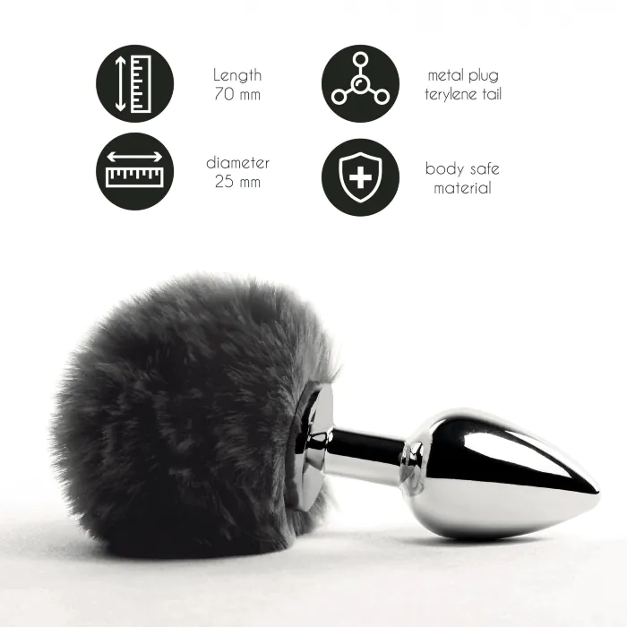 Анальна пробка FeelzToys Bunny Tails Butt Plug Black — фото 2