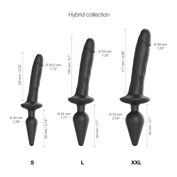 Анальна пробка з дилдо 2в1 Strap-On-Me Switch Plug-In Realistic Dildo Black XXL — фото 4
