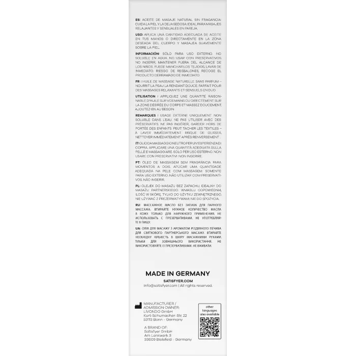 Масажна олія Satisfyer Massage Oil Neutral 250 мл — фото 14