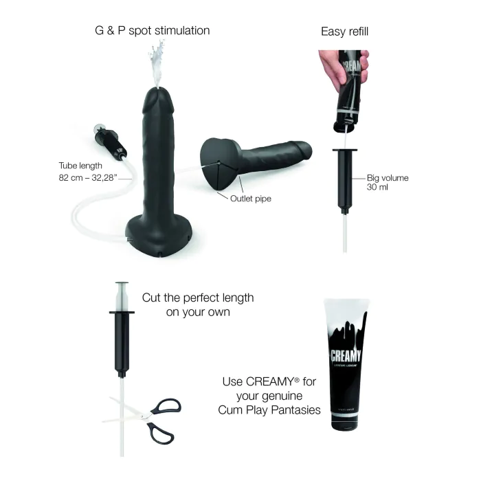 Фалоімітатор, що кінчає Strap-On-Me Squirting Cum Dildo Realistic Black XL — фото 3