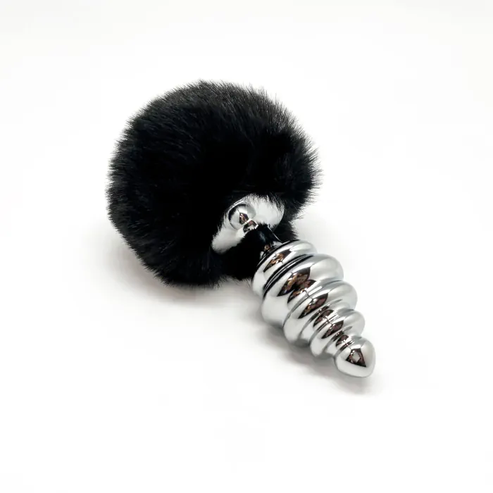 Анальна пробка Alive Fluffy Twist Plug L Black — фото 2