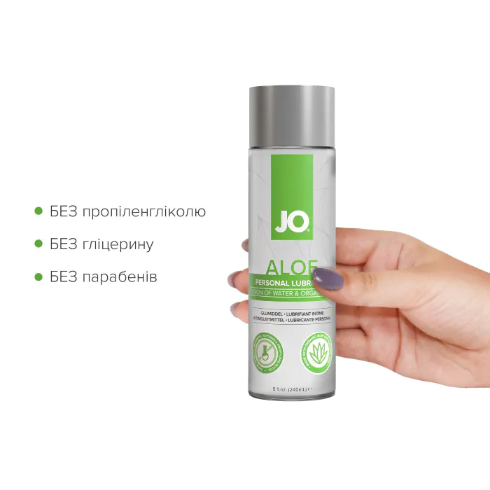 Змазка на водній основі JO H2O Organic Aloe 240 мл — фото 6