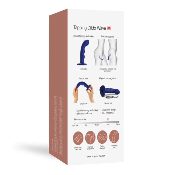 Насадка для страпона з подвійною точковою пульсацією Strap-On-Me Tapping Dildo Wave Night Blue М — фото 6