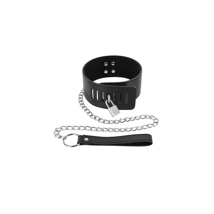 Нашийник із замком та з повідцем Fetish Tentation Padlock and Leash