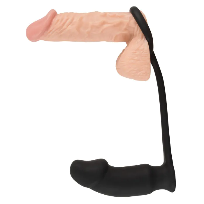 Анальна пробка Black Velvets Vibrating Ring + Plug — фото 6