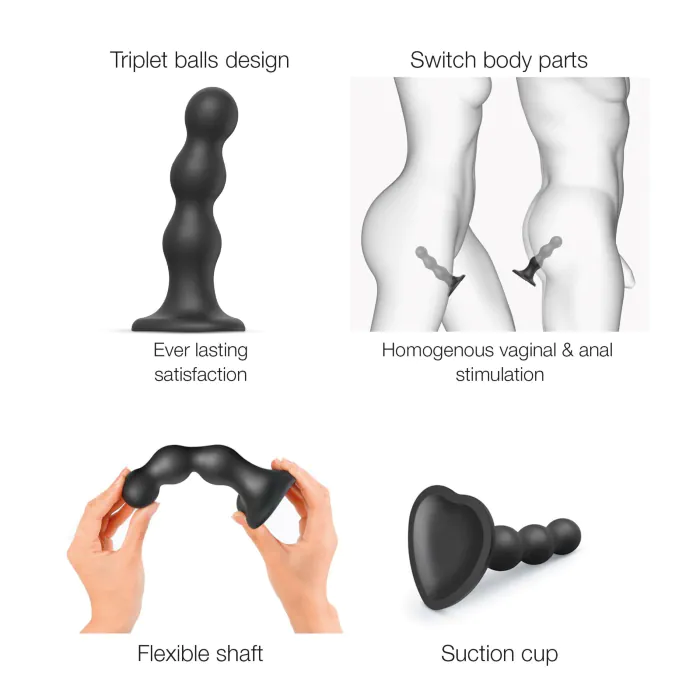 Насадка для страпона Strap-On-Me Dildo Plug Balls Black S — фото 3